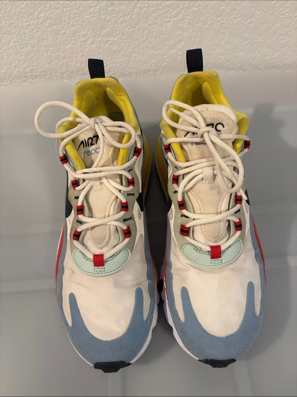 Nike Air Max 270 React Bauhaus Sneakers SZ 9.4 White Multicolor Athletic active